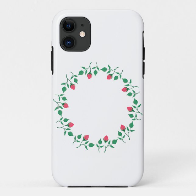 Floral round frame with pink rose flowers  Case-Mate iPhone case (Back)