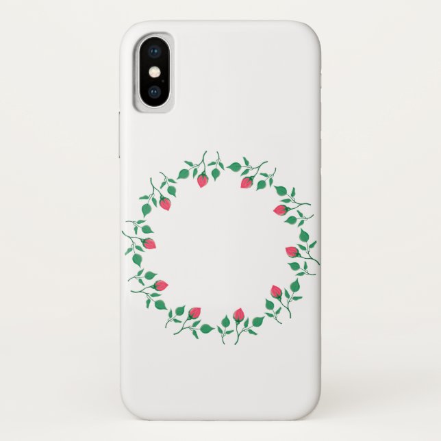 Floral round frame with pink rose flowers  Case-Mate iPhone case (Back)