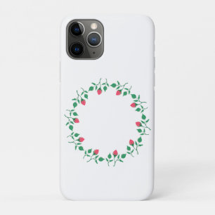 Floral round frame with pink rose flowers   iPhone 11 pro case