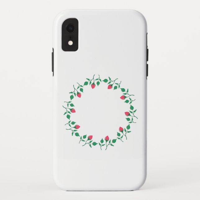 Floral round frame with pink rose flowers   Case-Mate iPhone case (Back)