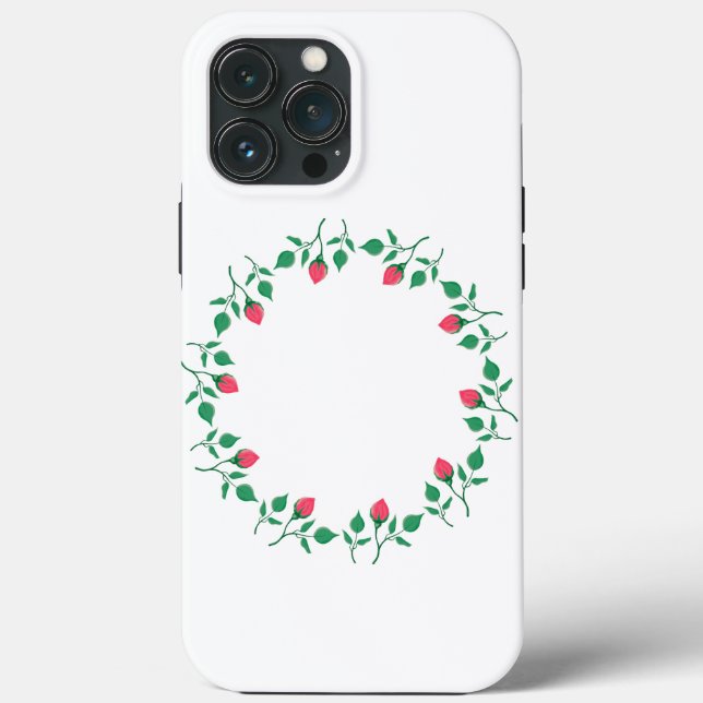 Floral round frame with pink rose flowers  Case-Mate iPhone case (Back)