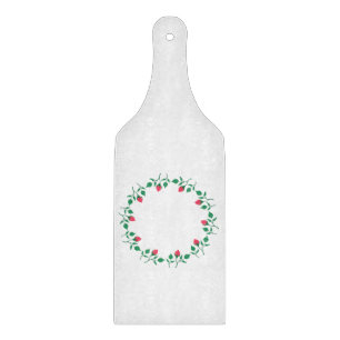 Floral round frame with pink rose flowers   cutting board