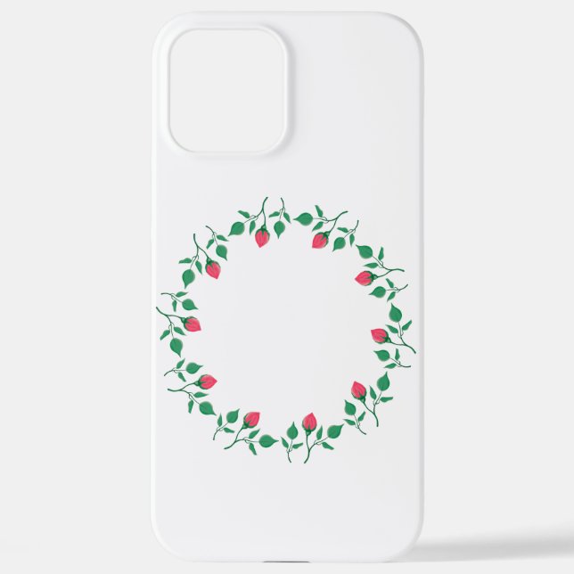Floral round frame with pink rose flowers   iPhone case (Back)