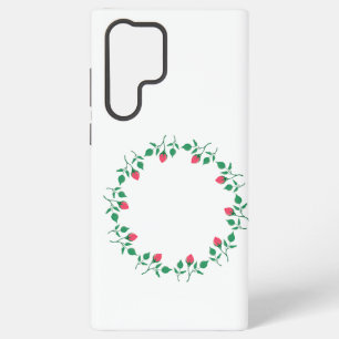 Floral round frame with pink rose flowers samsung galaxy case