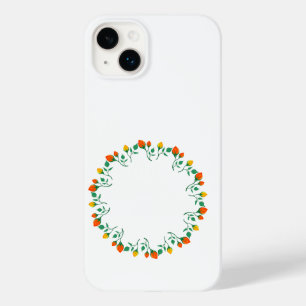 Floral round frame with yellow and red rose flower Case-Mate iPhone 14 plus case