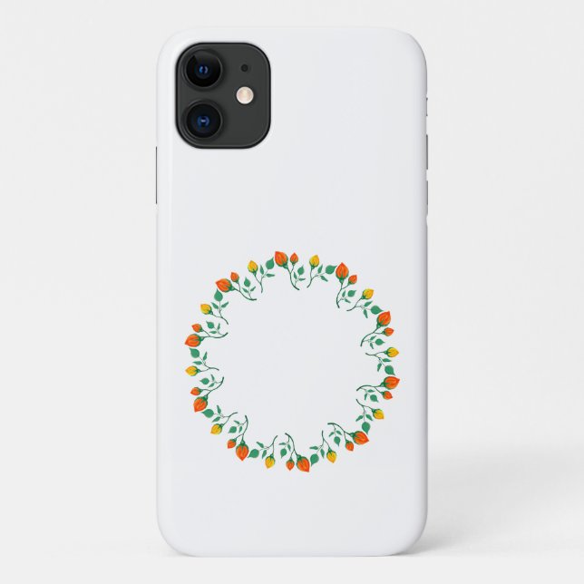 Floral round frame with yellow and red rose flower Case-Mate iPhone case (Back)