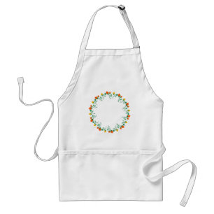 Floral round frame with yellow and red rose flower standard apron