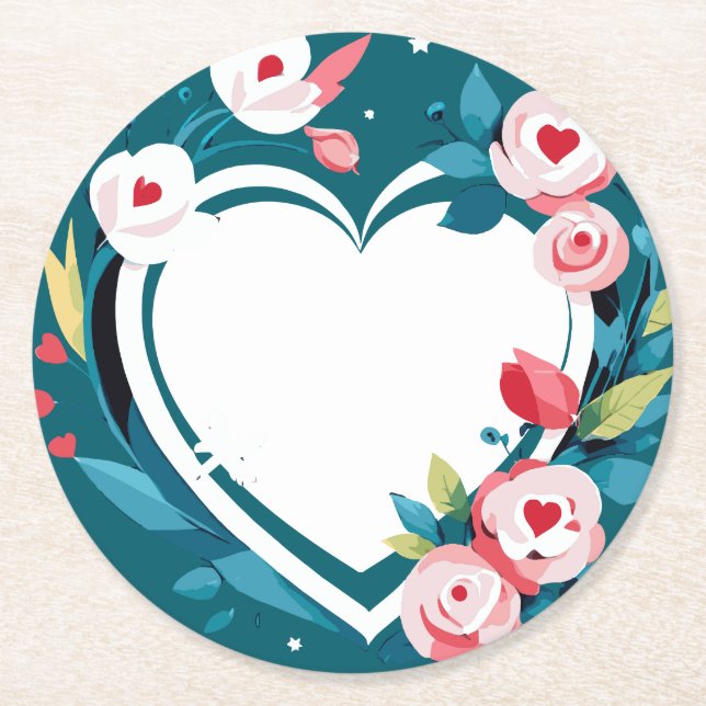 floral  round paper coaster (Front)