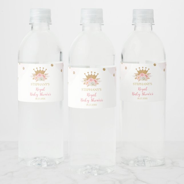 Floral Royal Princess Party Bottle labels (Bottles)