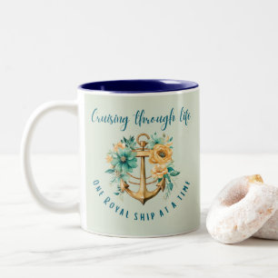 Floral Royal Two-Tone Coffee Mug