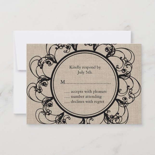 Floral RSVP on burlap (Front)