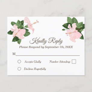 Floral RSVP Postcard with White Hibiscus