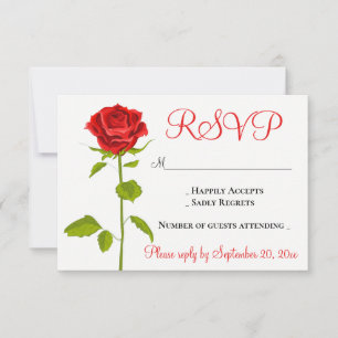 Floral RSVP Red Rose Wedding Romantic Flowers Card