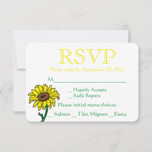 Floral RSVP Sunflower Yellow & Green Wedding Card
