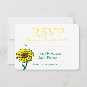 Floral RSVP Sunflower Yellow & Green Wedding Card