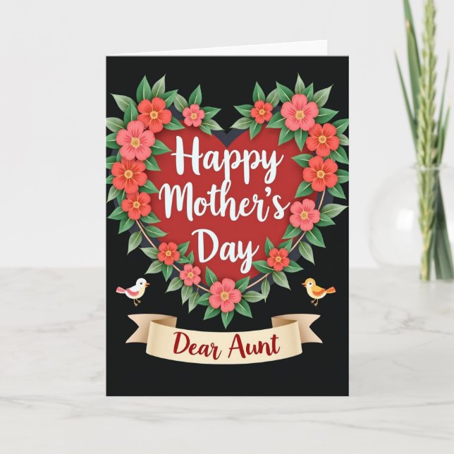 Floral Ruby Heart Greeting Card (Front)