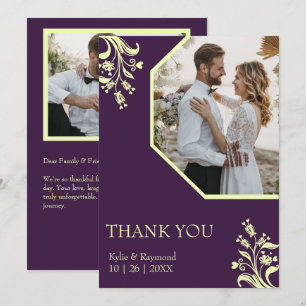 Floral Russian Violet Wedding Thank You Card