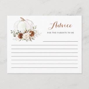 Floral Rust Cream Pumpkin Baby Shower Advice Card