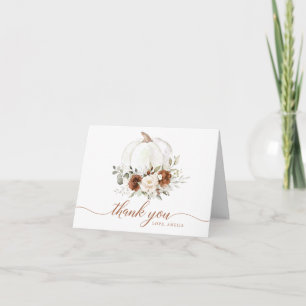 Floral Rust Cream Pumpkin Fall Thank You Card