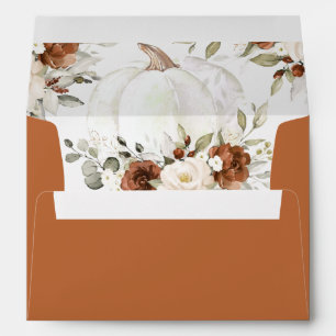 Floral Rust Cream Pumpkin Greenery Fall Envelope