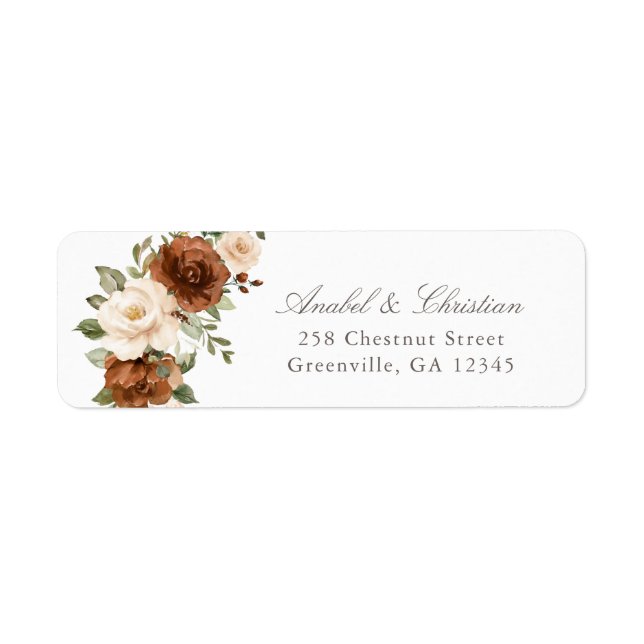 Floral Rust Greenery Peach Return Address Label (Front)