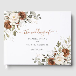Floral Rust Ivory Cream Greenery Fall Wedding Guest Book