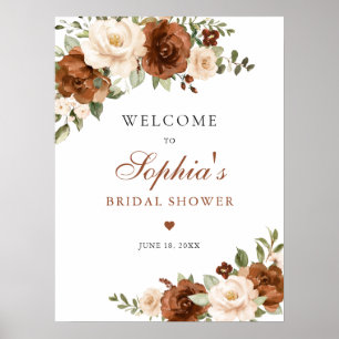 Floral Rust Peach Greenery Orange Bridal Shower Poster