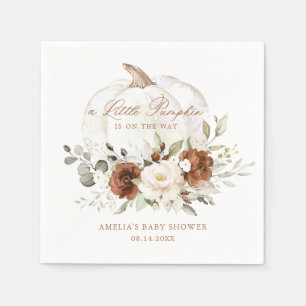 Floral Rust Pumpkin Fall Baby Shower Napkins