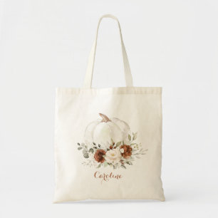 Floral Rust Pumpkin Greenery Fall Bridesmaids Tote Bag