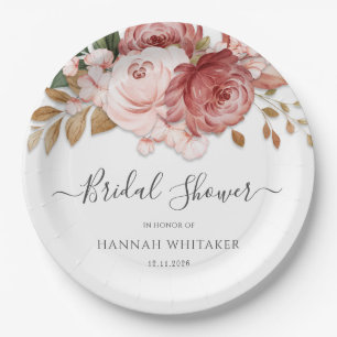 Floral Rustic Botanical Bloom Bridal Shower Paper Plate