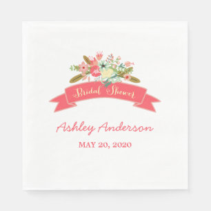 Floral Rustic Bridal Shower Paper Napkins