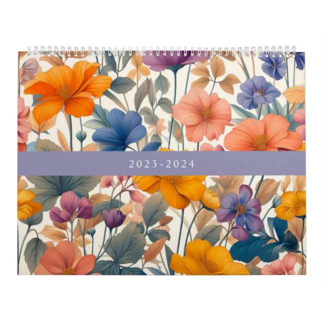 Floral rustic colourful bohemian botanical calendar (Cover)