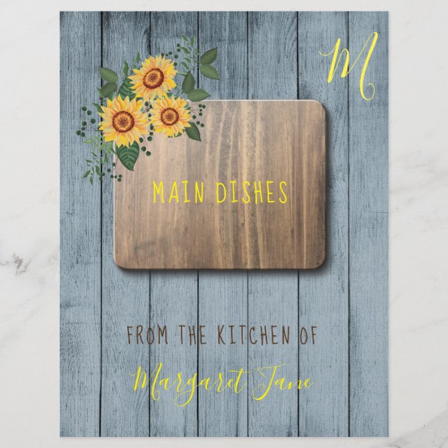 Floral rustic country recipe organiser divider (Front)