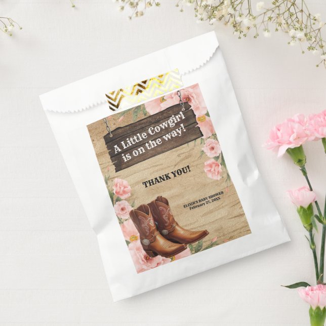 Floral Rustic Cowgirl Boots Baby Shower Favour Bag (Sealed)