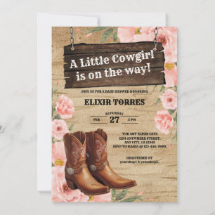 Floral Rustic Cowgirl Boots Baby Shower  Invitation