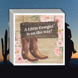 Floral Rustic Cowgirl Boots Baby Shower Napkin