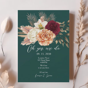 Floral Rustic Emerald Green Wedding Reception  Invitation