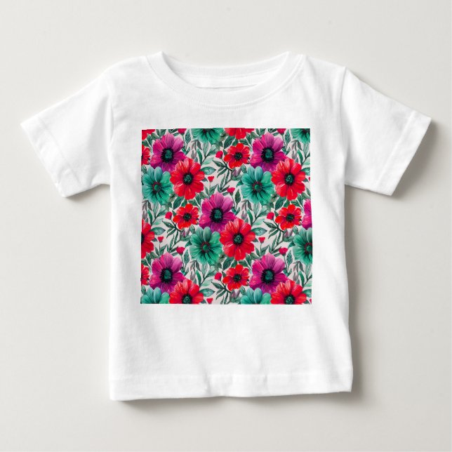  Floral rustic fashion retro pattern Baby T-Shirt (Front)