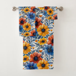 Floral rustic fashion retro pattern Bath Towel Set