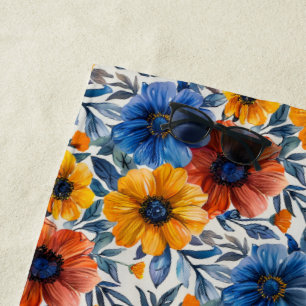  Floral rustic fashion retro pattern Beach Towel