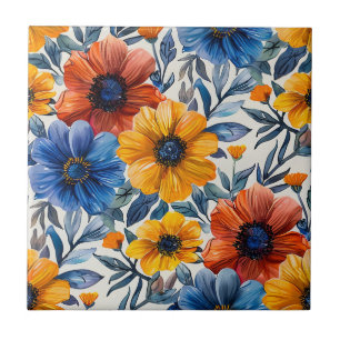 Floral rustic fashion retro pattern Ceramic Tile