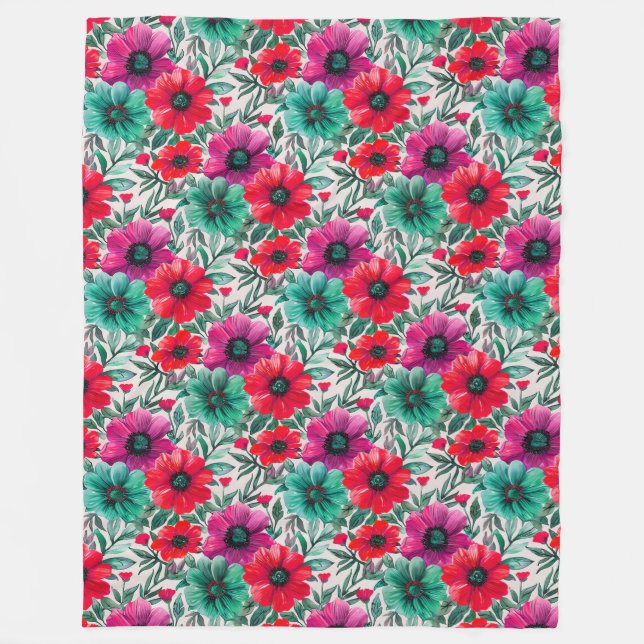  Floral rustic fashion retro pattern Fleece Blanket (Front)