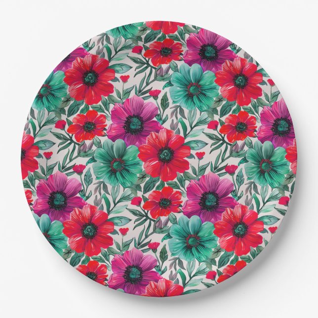  Floral rustic fashion retro pattern Paper Plate (Front)