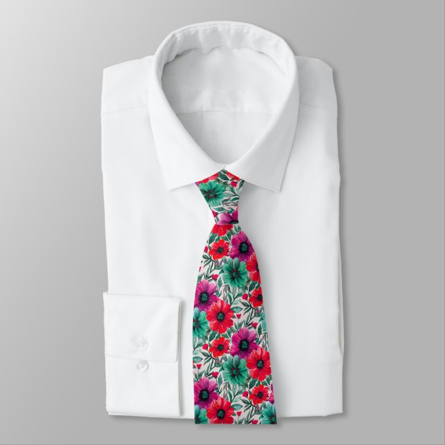  Floral rustic fashion retro pattern Tie (Tied)