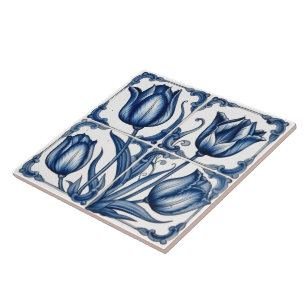 Floral Rustic Indigo Azulejo Tiles