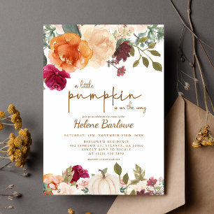 Floral Rustic Little Pumpkin Boho Baby Shower Invitation