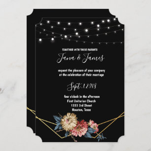 Floral Rustic Magnolia String Lights wedding Invitation