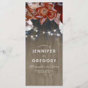Floral Rustic Plum and Burgundy Wedding Programs
