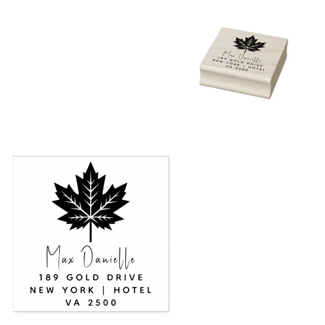Floral Rustic Style Return Address Wooden Rubber  Stamp (Stamped)
