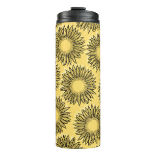 Floral Rustic Sunflower Hand Drawn Thermal Tumbler